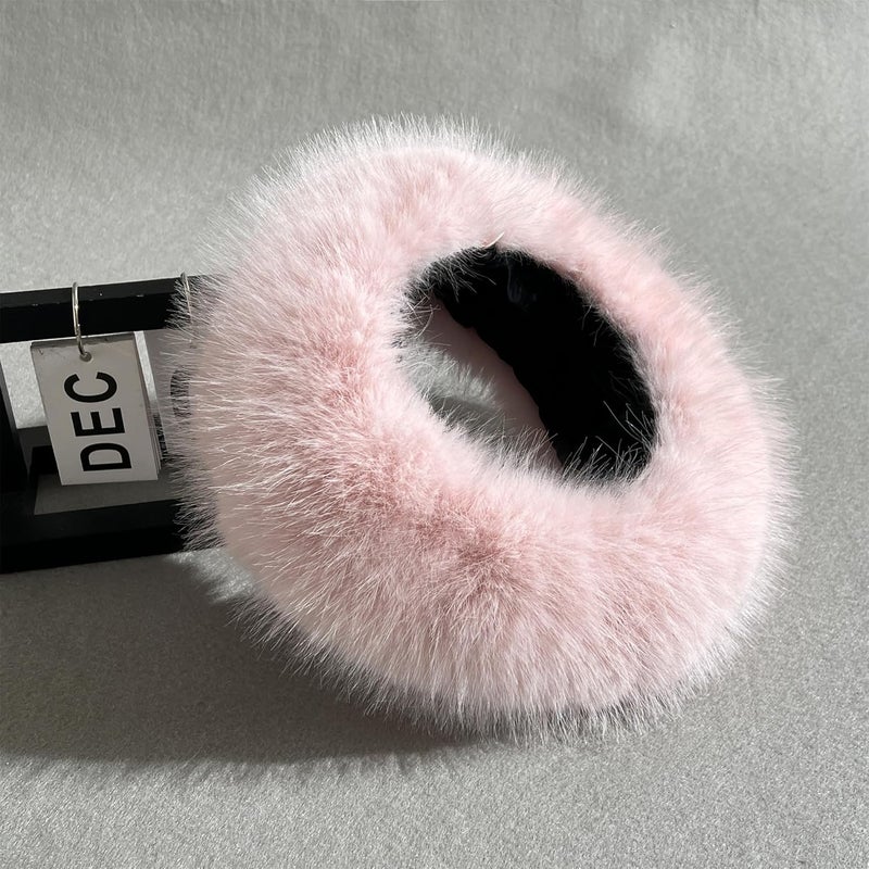 Roniky Women's Faux Fur Headband with Stretch Earwarmer, Winter ski Headband - Image 5